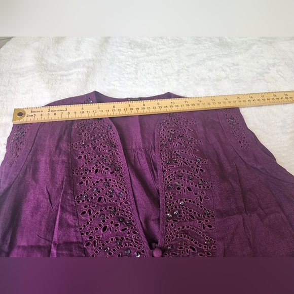 Free People -Women's XS Purple Sleeveless Tunic, Dress Embroided - Picture 6 of 7